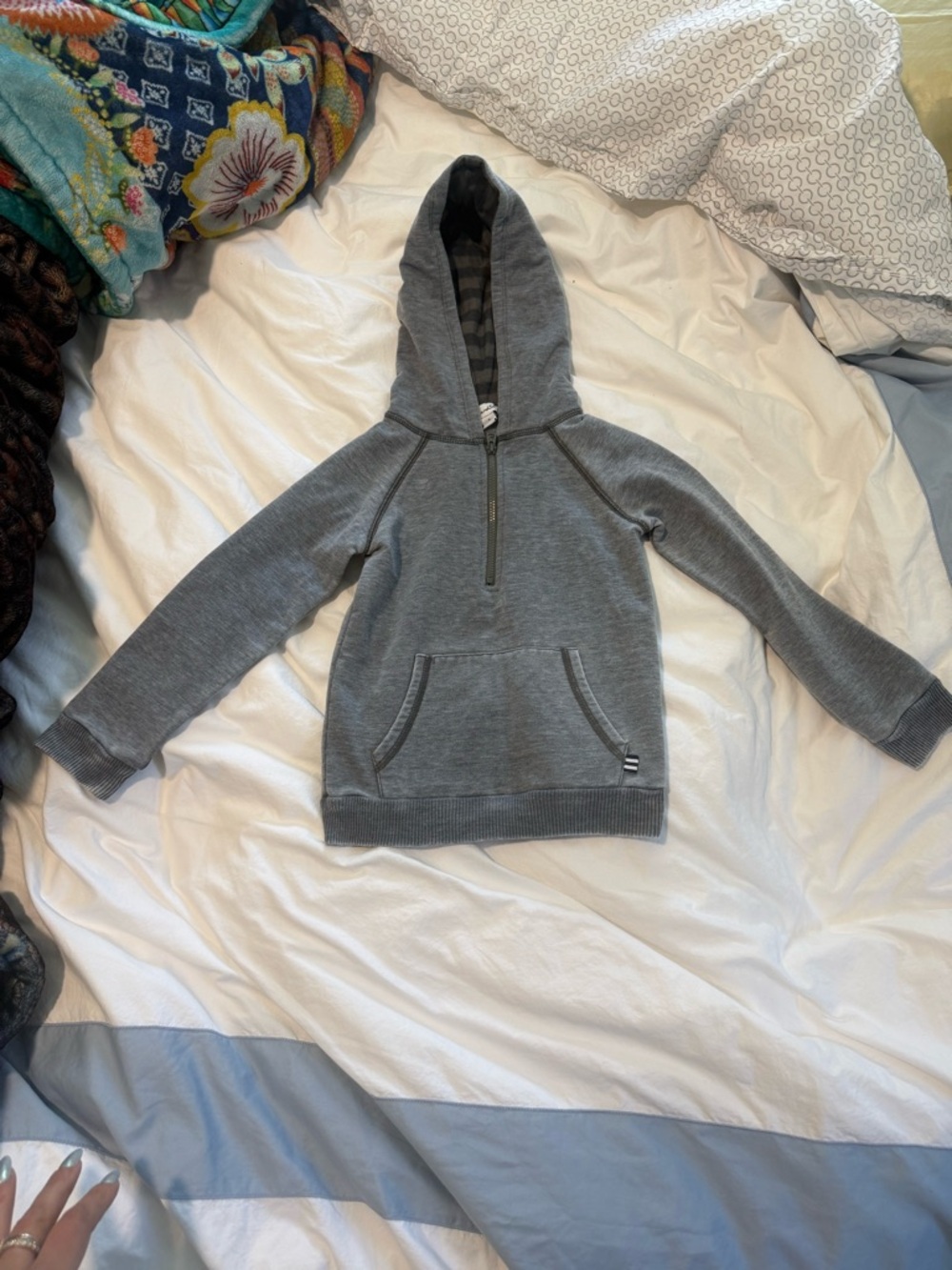 Splendid Gray Half-Zip Hooded Sweatshirt for Kids